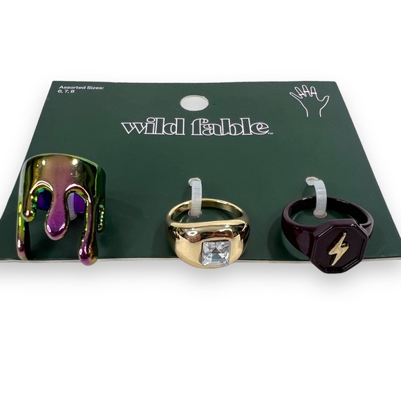 Wild Fable Women's 3-Piece Fashion Statement Rings Set Assorted Sizes 6, 7, 8 - Picture 6 of 12